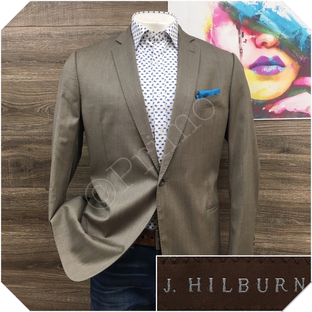 J. HILBURN Mens Fine Wool Blazer Sport Coat Casual Jacket Size 44R Classic Suit